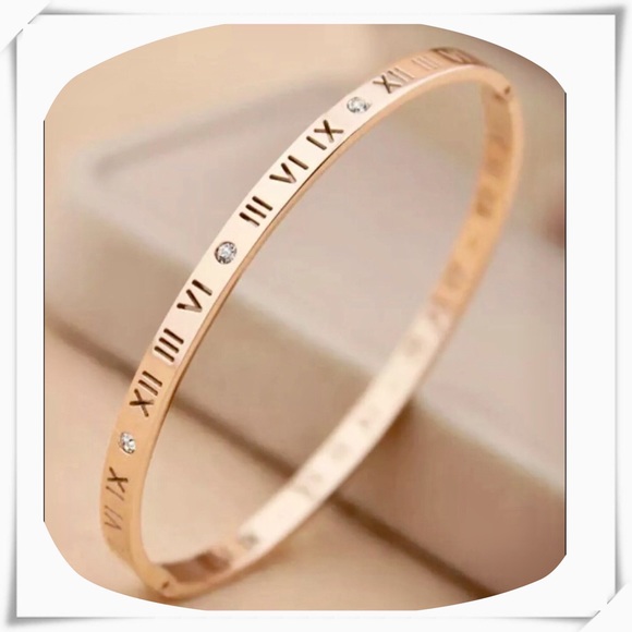 πHPπRoman Numeral Rhinestone hinge bangle-1 left - Picture 3 of 4